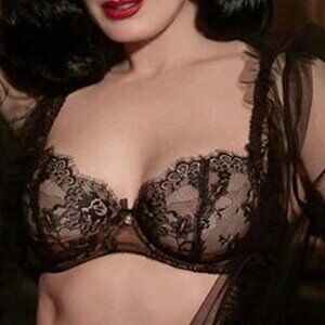Dita von Teese Black and Gold Lace Demi Unlined Sexy